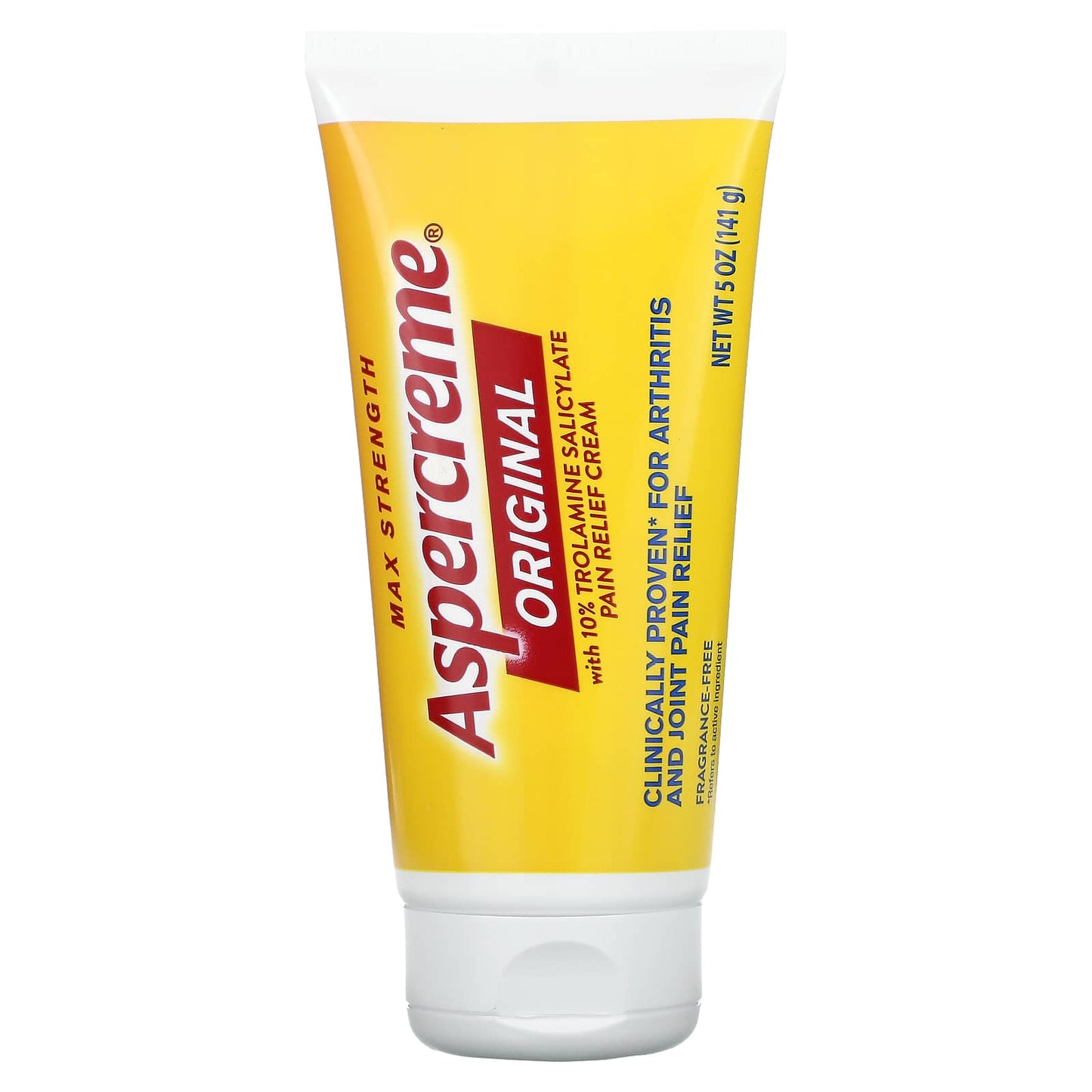 Aspercreme-Original Pain Relief Cream with 10% Trolamine Salicylate-Max Strength-Fragrance-Free-5 oz (141 g)