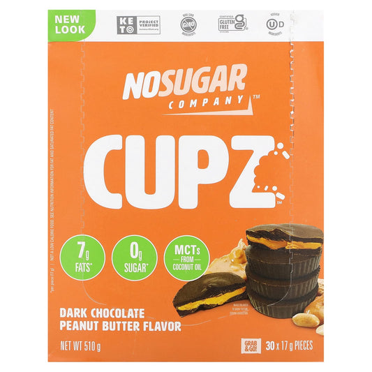 No Sugar Company-Cupz-Dark Chocolate Peanut Butter-30 Cupz-0.6 oz (17 g) Each