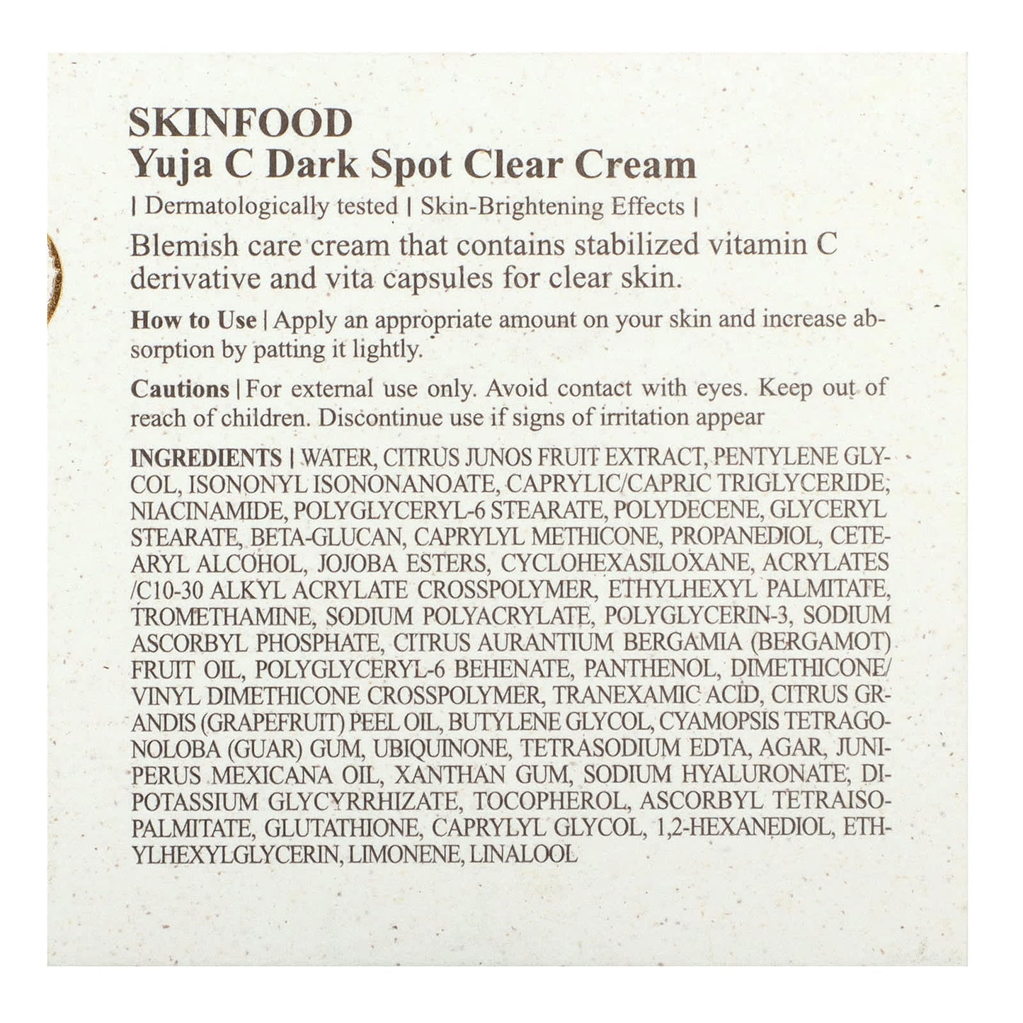 SKINFOOD, Yuja C, Dark Spot Clear Cream, 2.06 fl oz (61 ml)