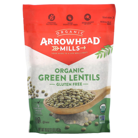 Arrowhead Mills-Organic Green Lentils-Gluten Free-16 oz (453 g)