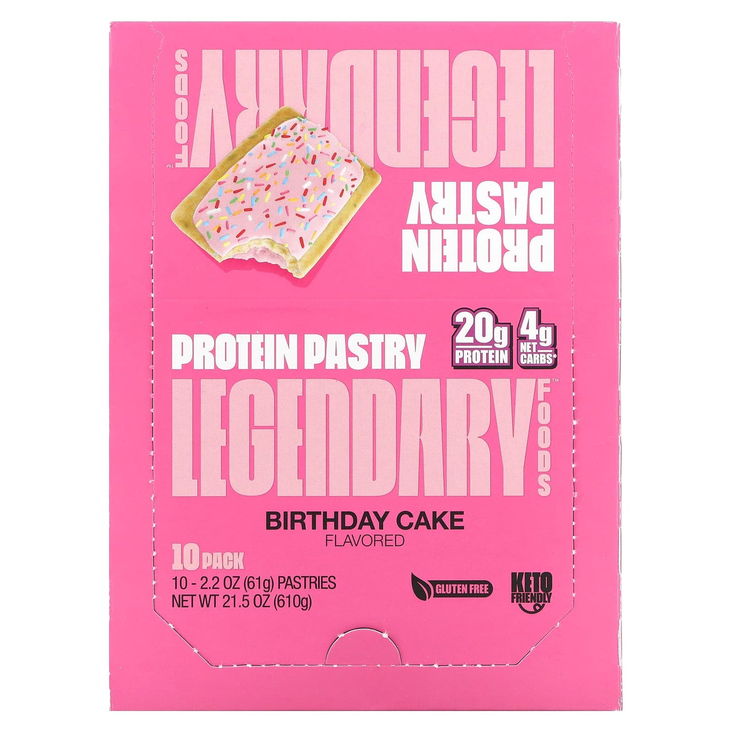 Legendary Foods-Protein Pastry-Birthday Cake-10 Pack-2.2 oz (61 g) Each