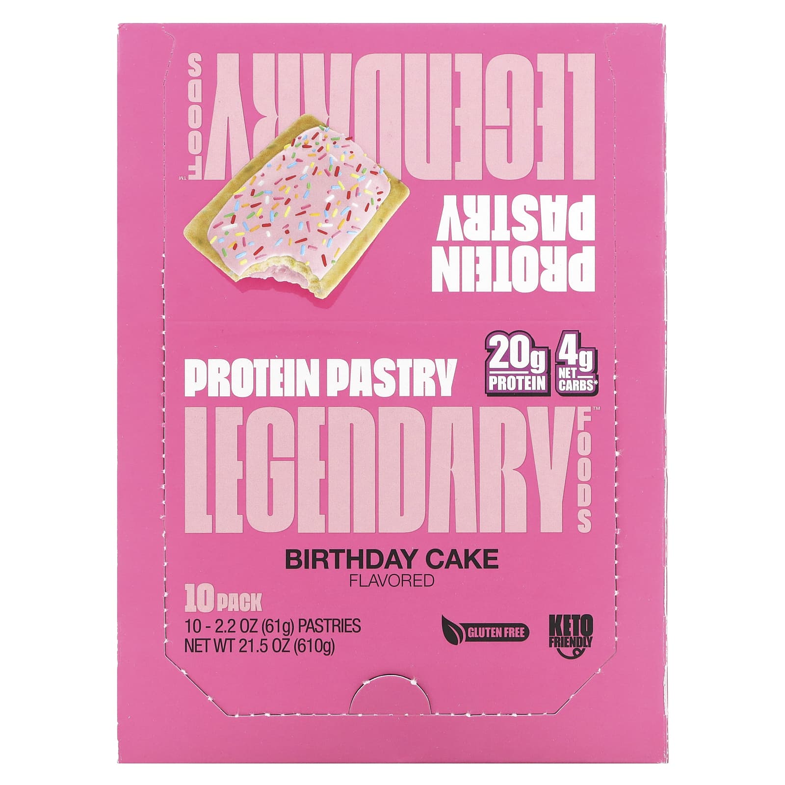 Legendary Foods-Protein Pastry-Birthday Cake-10 Pack-2.2 oz (61 g) Each