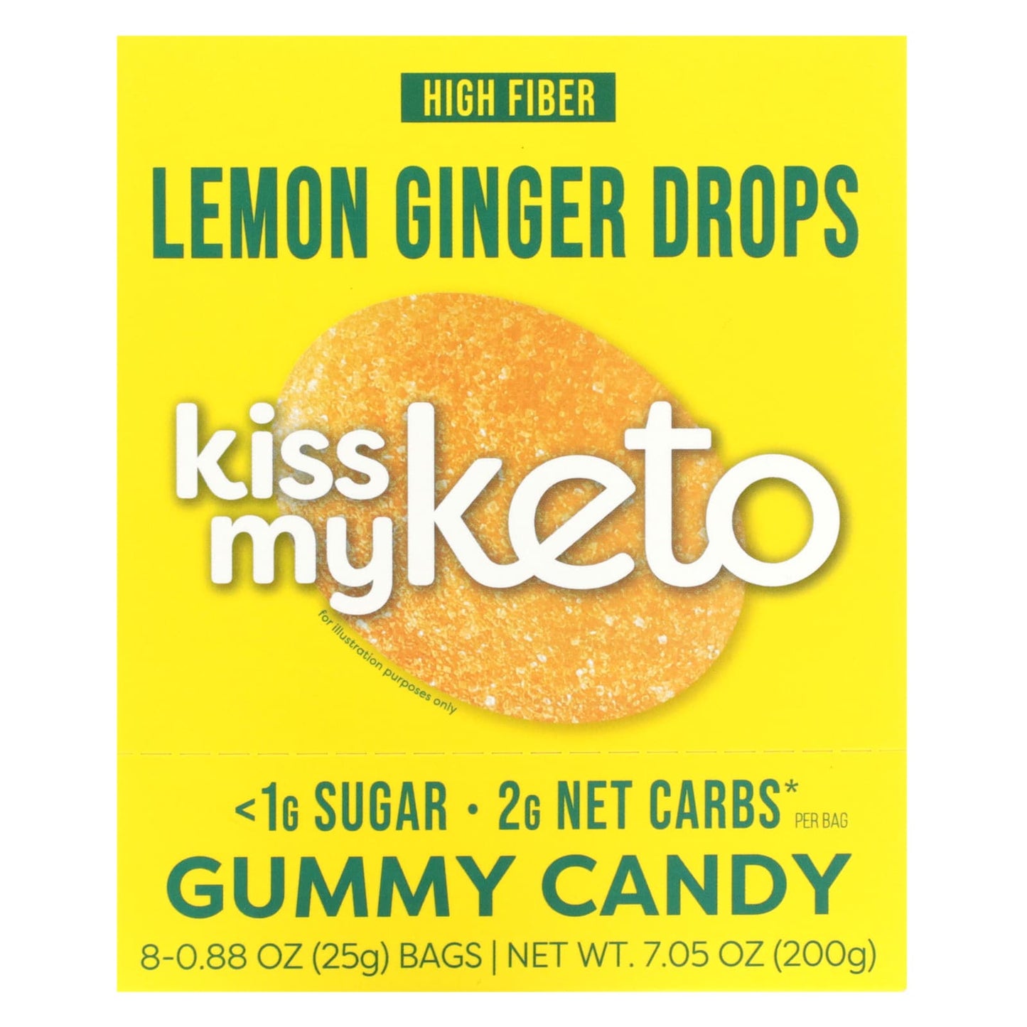 Kiss My Keto-Gummy Candy-Lemon Ginger Drops-8 Bags-0.88 oz (25 g) Each