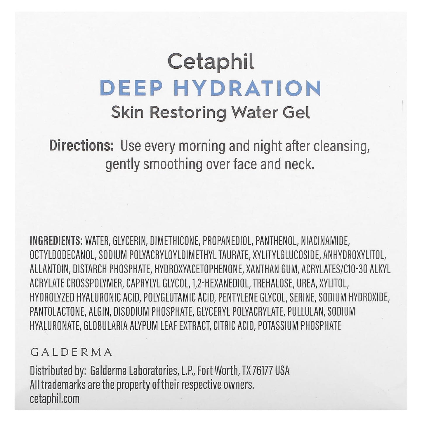 Cetaphil, Deep Hydration, Skin Restoring Water Gel, 1.7 oz (48 g)