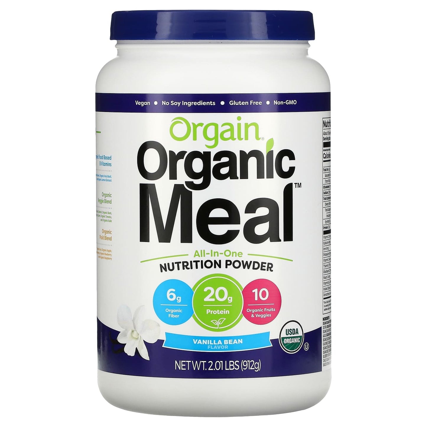 Orgain-Organic Meal-All-In-One Nutrition Powder-Vanilla Bean-2.01 lbs (912 g)