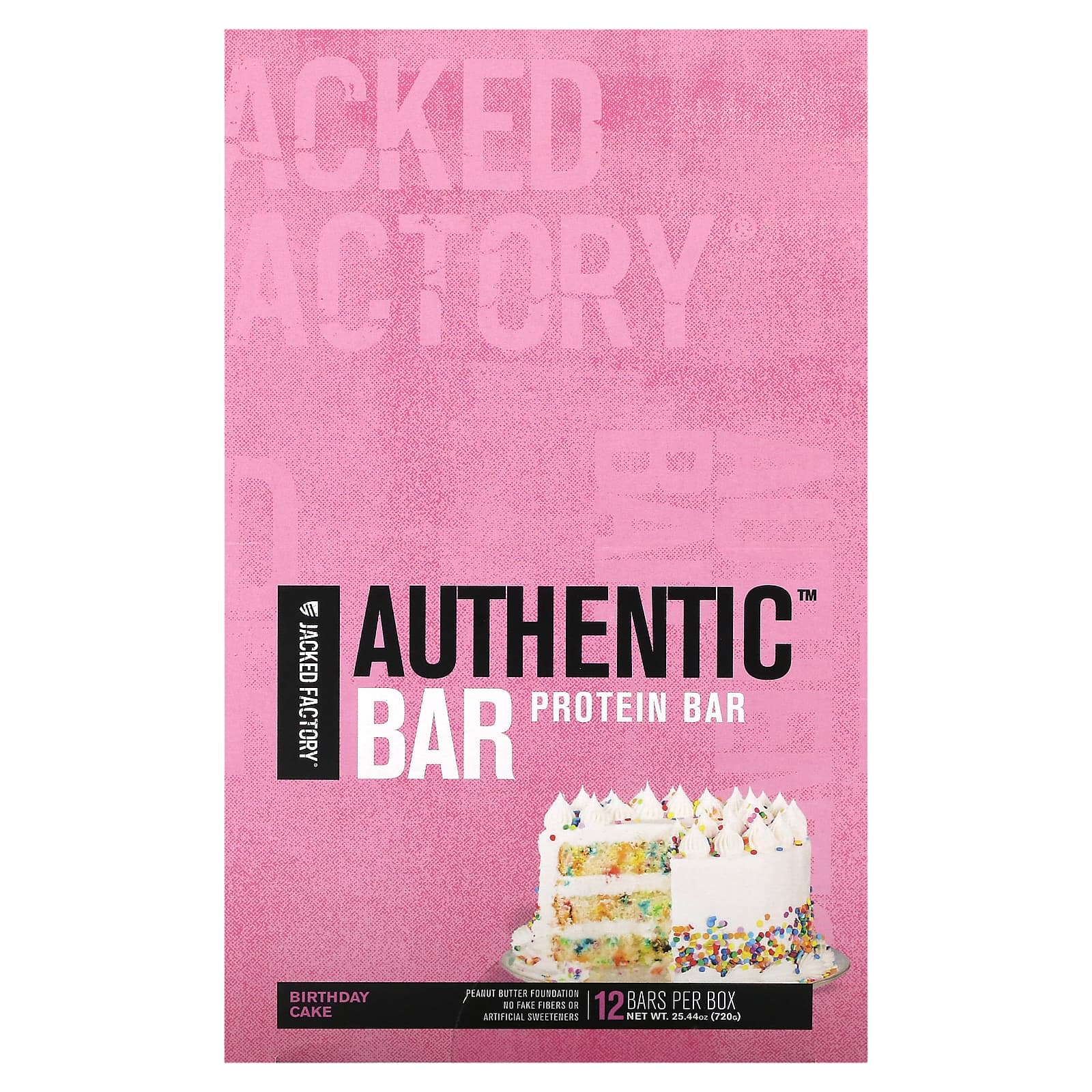 Jacked Factory-Authentic Bar-Protein Bar-Birthday Cake-12 Bars-2.12 oz (60 g) Each