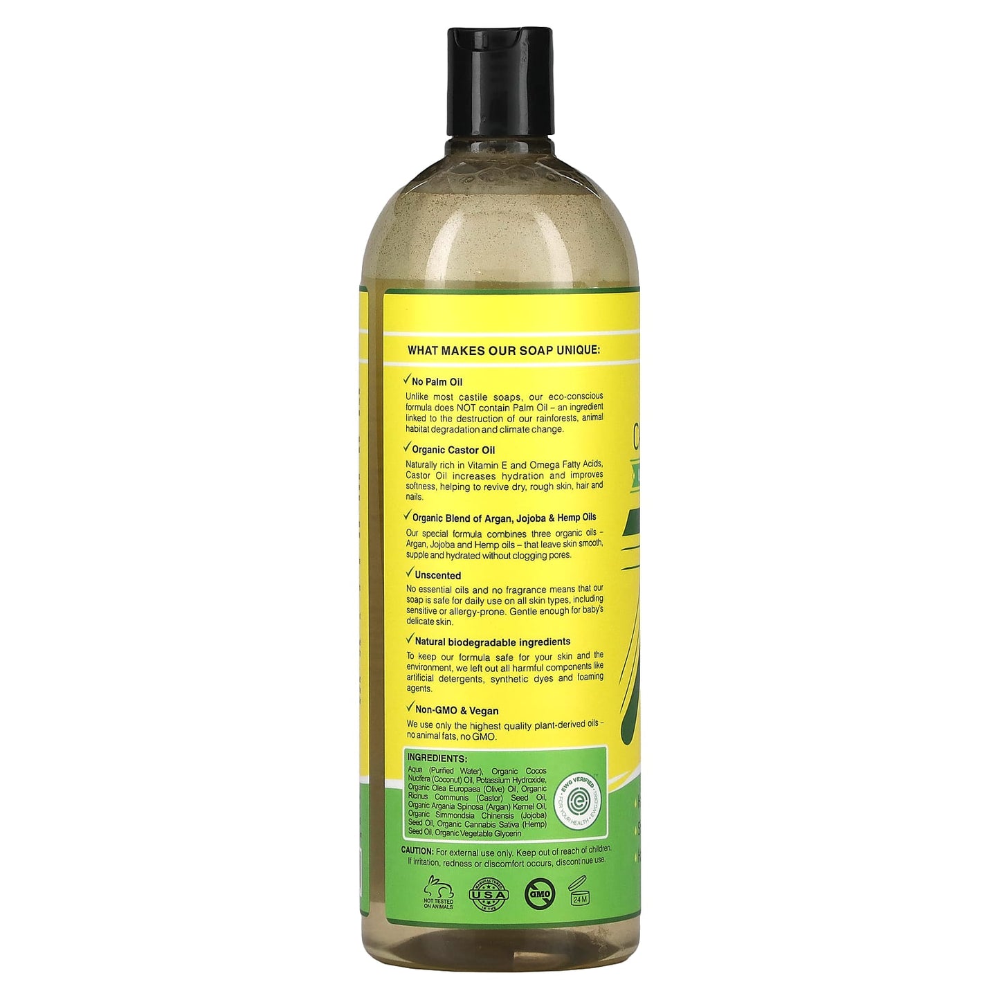 Seven Minerals, Pure Castile Soap, Unscented, 33.8 fl oz (1 l)