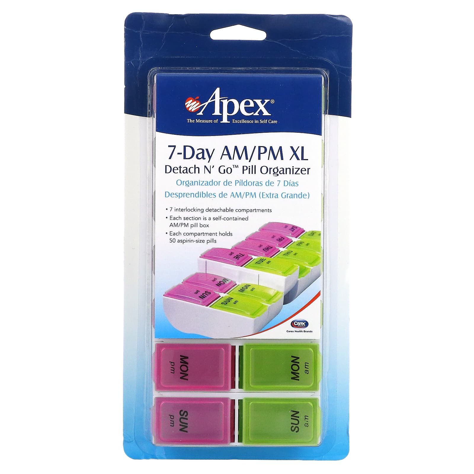 Apex-7-Day AM/PM XL-Detach N' Go Pill Organizer-1 Pill Organizer