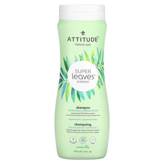 ATTITUDE-Super Leaves Science-Shampoo-Nourishing & Strengthening-Grape Seed Oil & Olive Leaves-16 oz (473 ml)