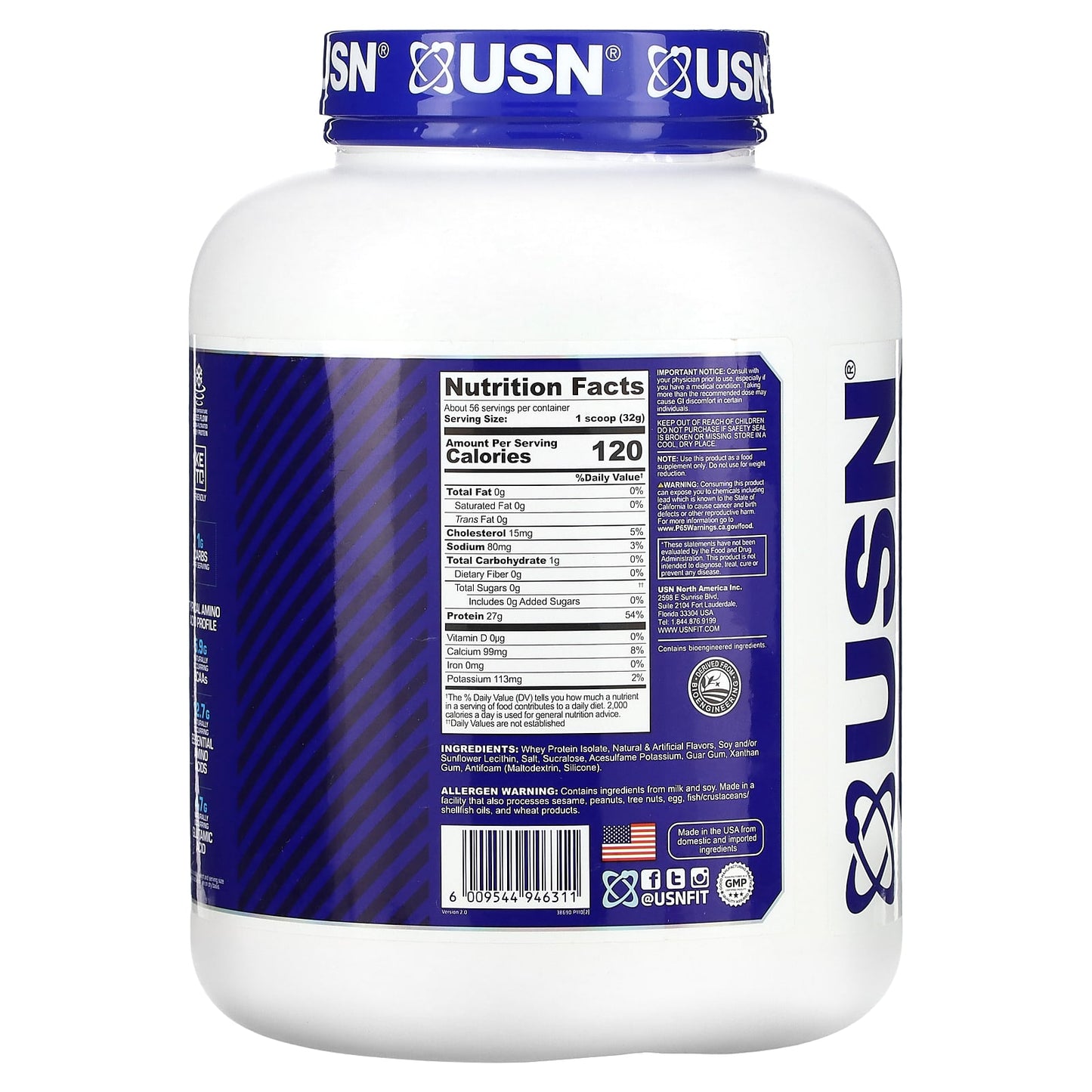 USN, IsoPro, 100% Whey Protein Isolate, Vanilla Ice Cream, 4 lbs (1,814 g)