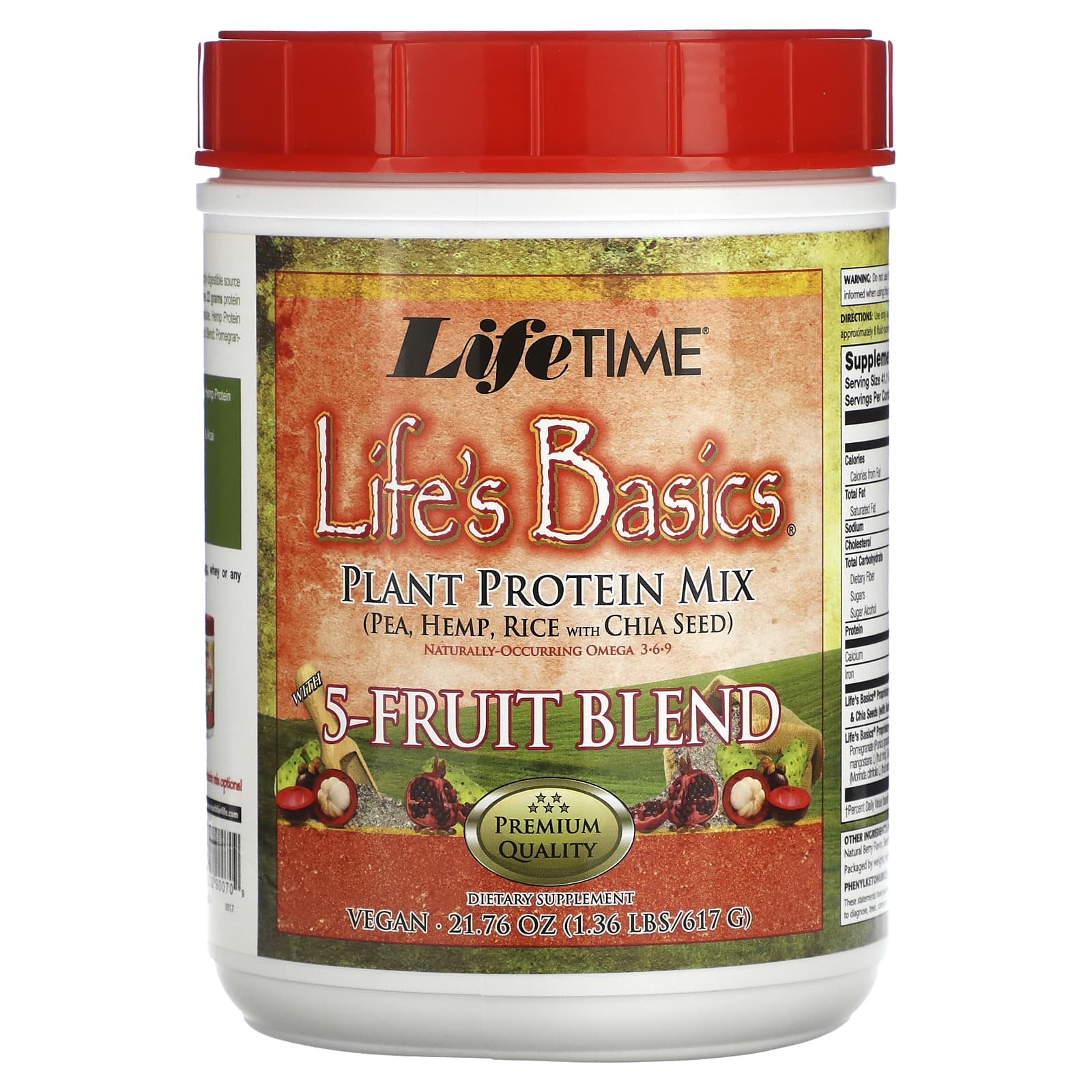 LifeTime Vitamins-Life's Basics-Plant Protein Mix-With 5-Fruit Blend-1.36 lbs (617 g)