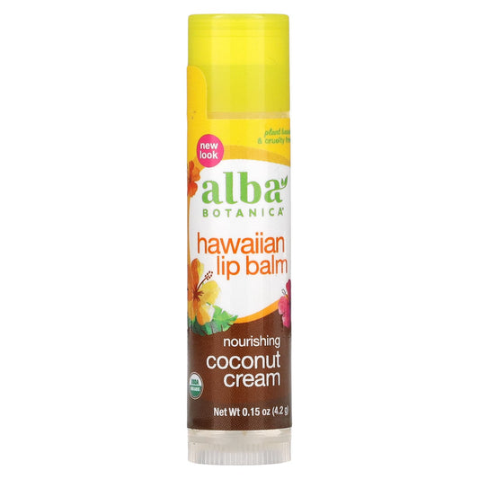 Alba Botanica-Hawaiian Lip Balm-Nourishing Coconut Cream-0.15 oz (4.2 g)