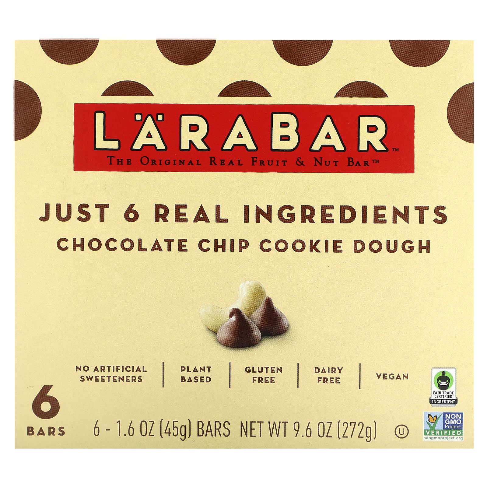 Larabar-The Original Real Fruit & Nut Bar-Chocolate Chip Cookie Dough-6 Bars-1.6 oz (45 g)