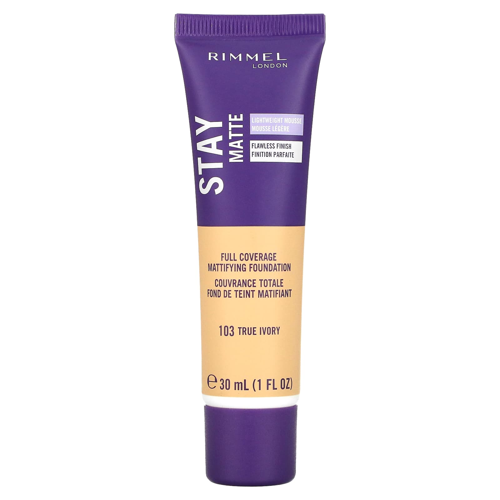 Rimmel London-Stay Matte-Full Coverage Mattifying Foundation-103 True Ivory-1 fl oz (30 ml)