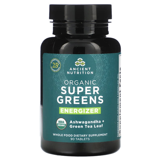 Ancient Nutrition-Organic Super Greens-Energizer-90 Tablets