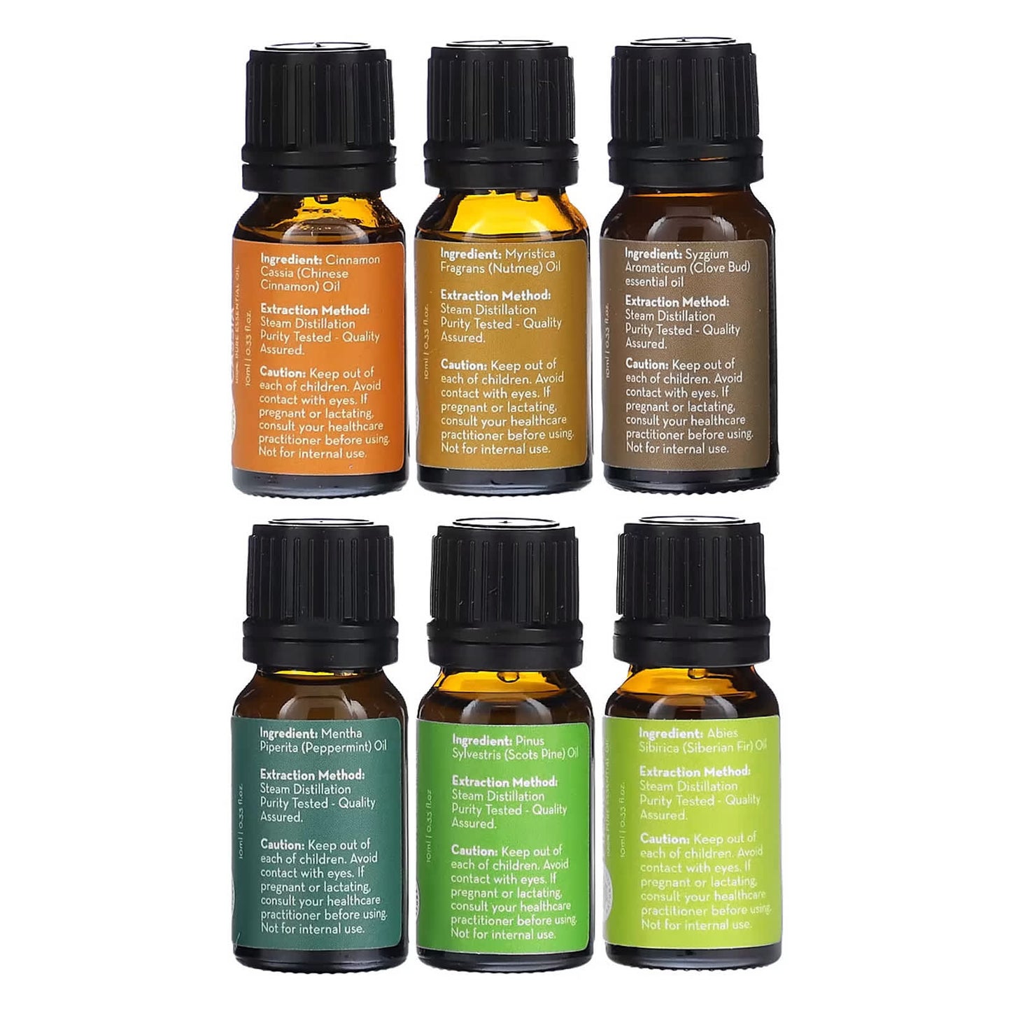 Pure Body Naturals, Winter Essential Oils Collection, Limited Edition, 6 Piece Set, 0.33 fl oz (10 ml) Each