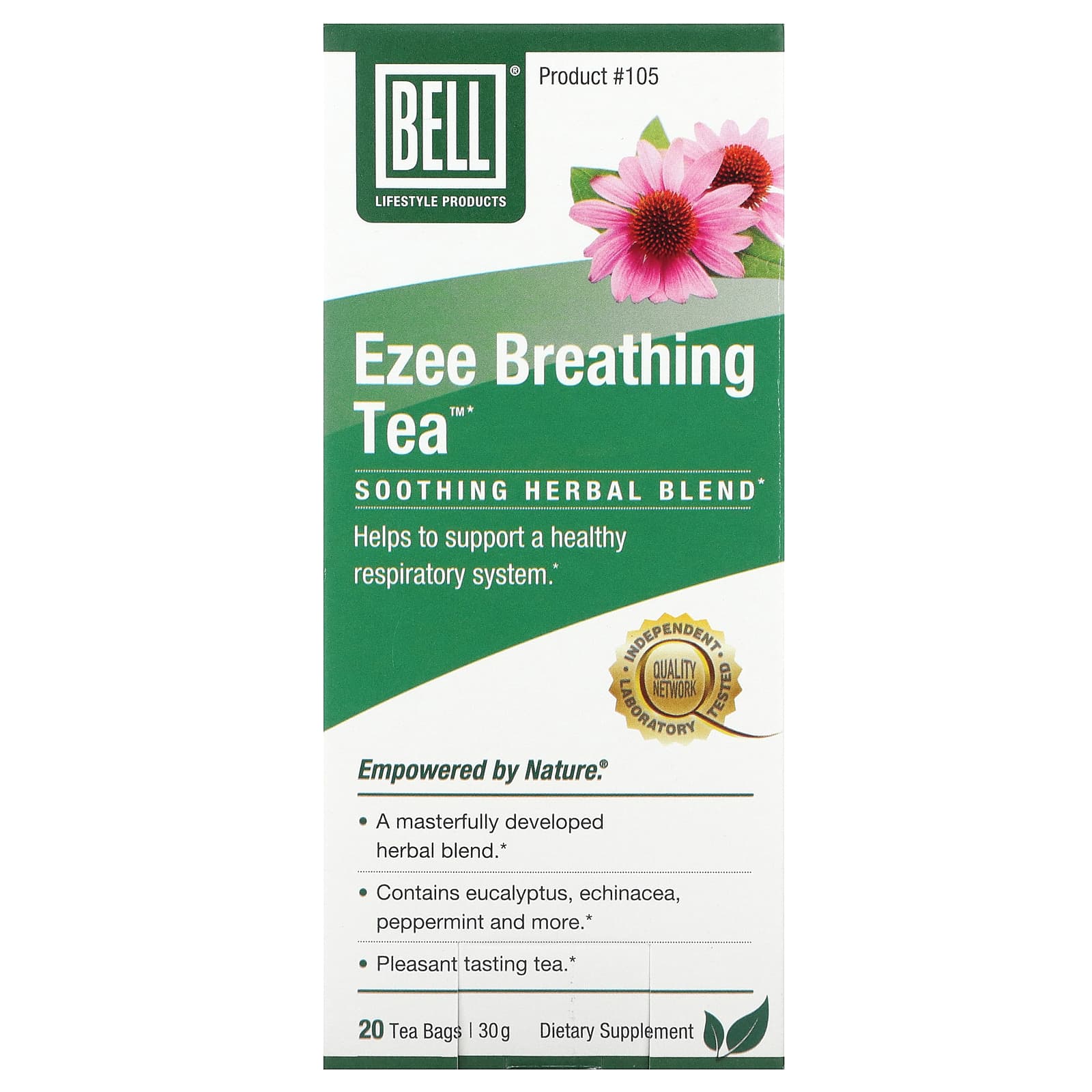 Bell Lifestyle-Ezee Breathing Tea-Soothing Herbal Blend-20 Tea Bags-1.5 g Each