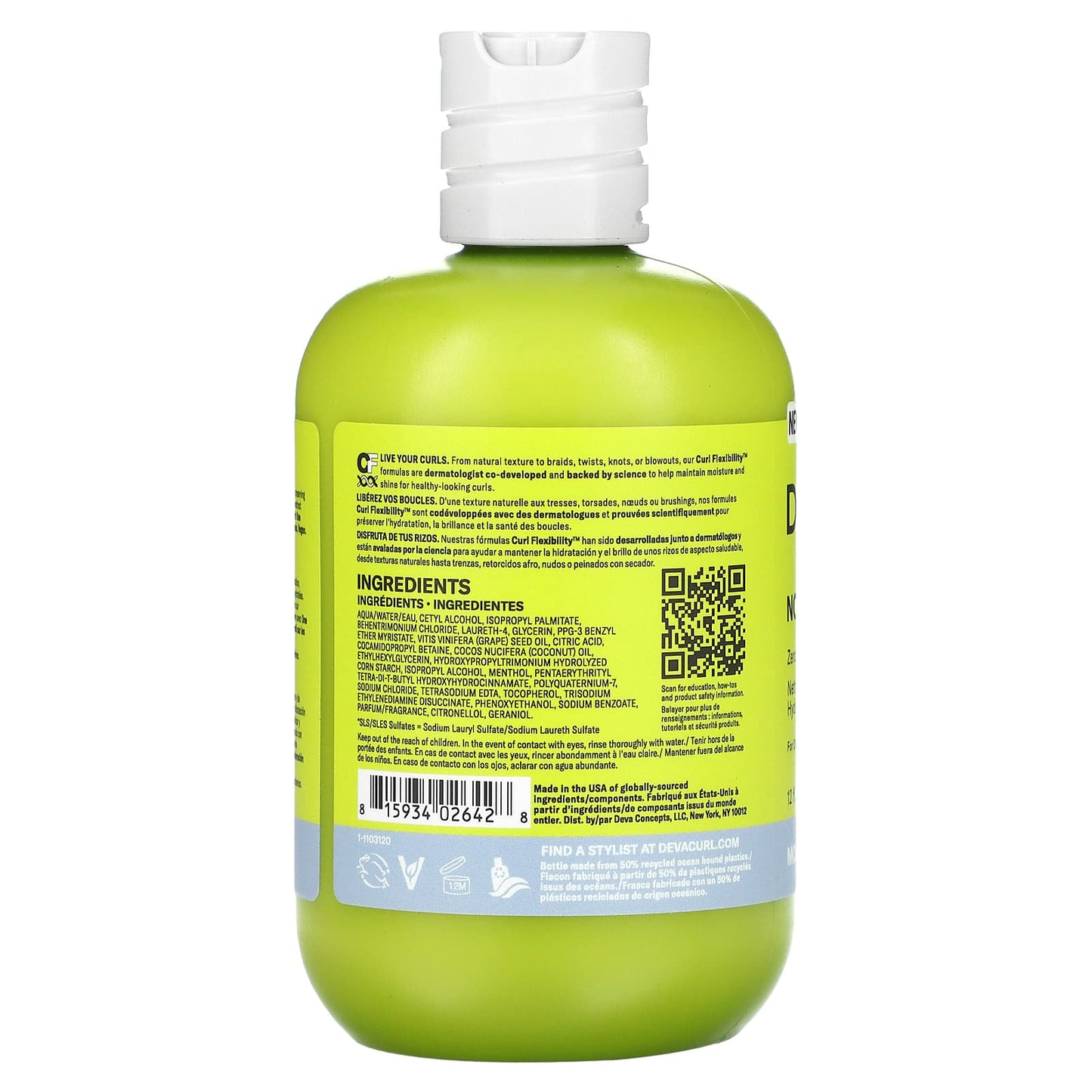 DevaCurl, No-Poo Original, Zero Lather Cleanser For Rich Moisture, For Dry, Medium to Coarse Curls, 12 fl oz (355 ml)