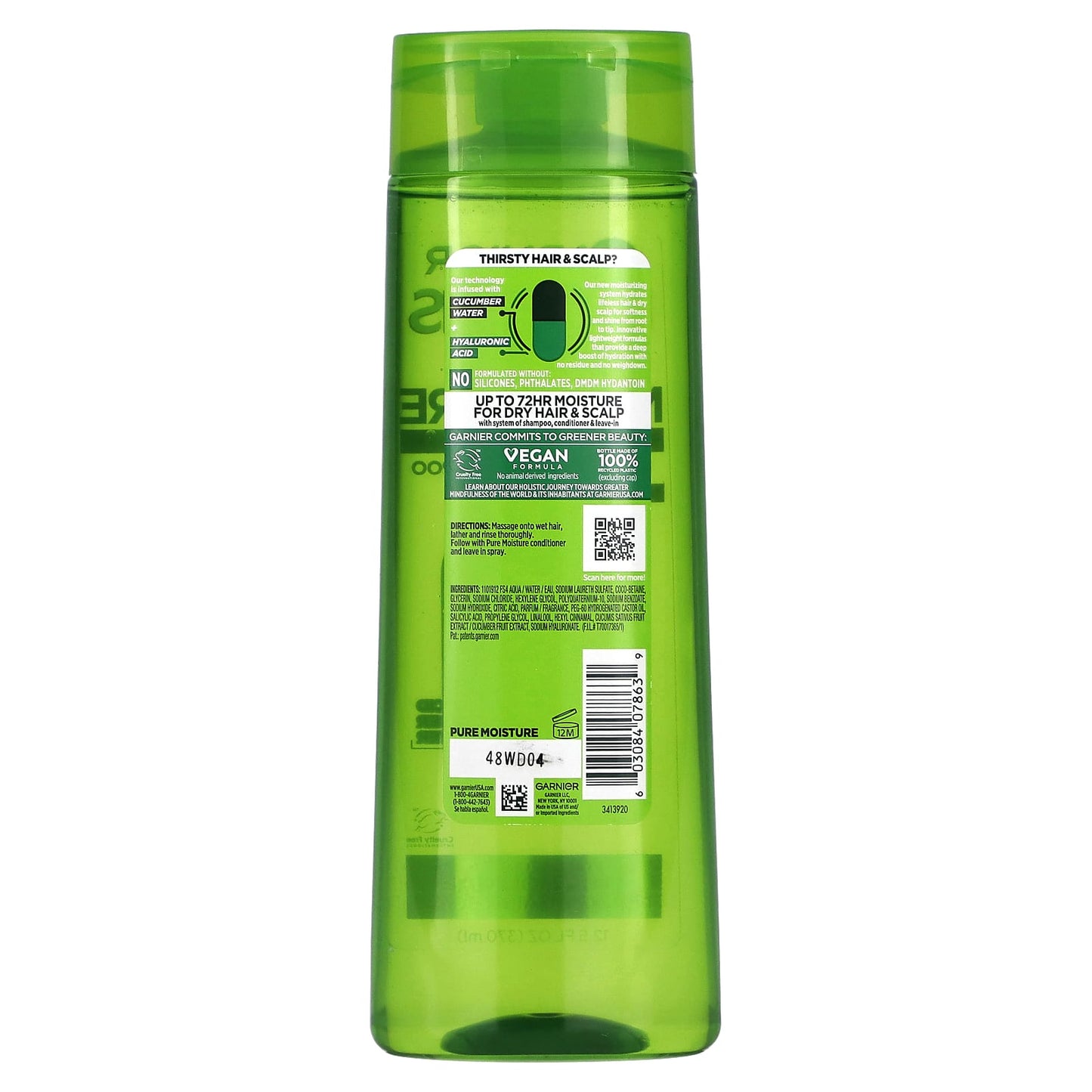 Garnier, Pure Moisture, Hydrating Shampoo, For Dry Hair & Scalp, 12.5 fl oz (370 ml)