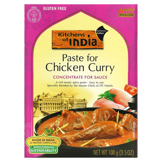 Kitchens of India-Paste For Chicken Curry-Concentrate For Sauce-Medium-3.5 oz (100 g)