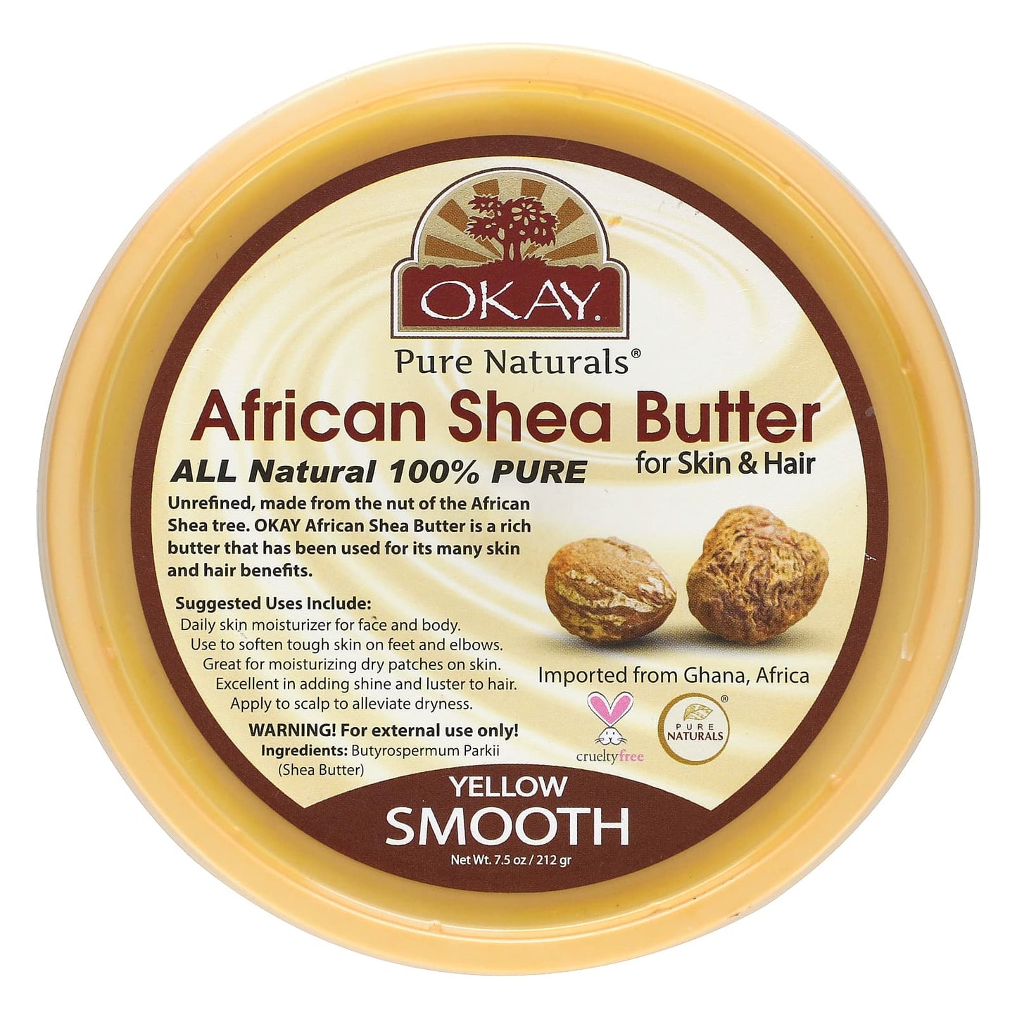 Okay Pure Naturals-African Shea Body Butter-For Skin & Hair-7.5 oz (212 g)