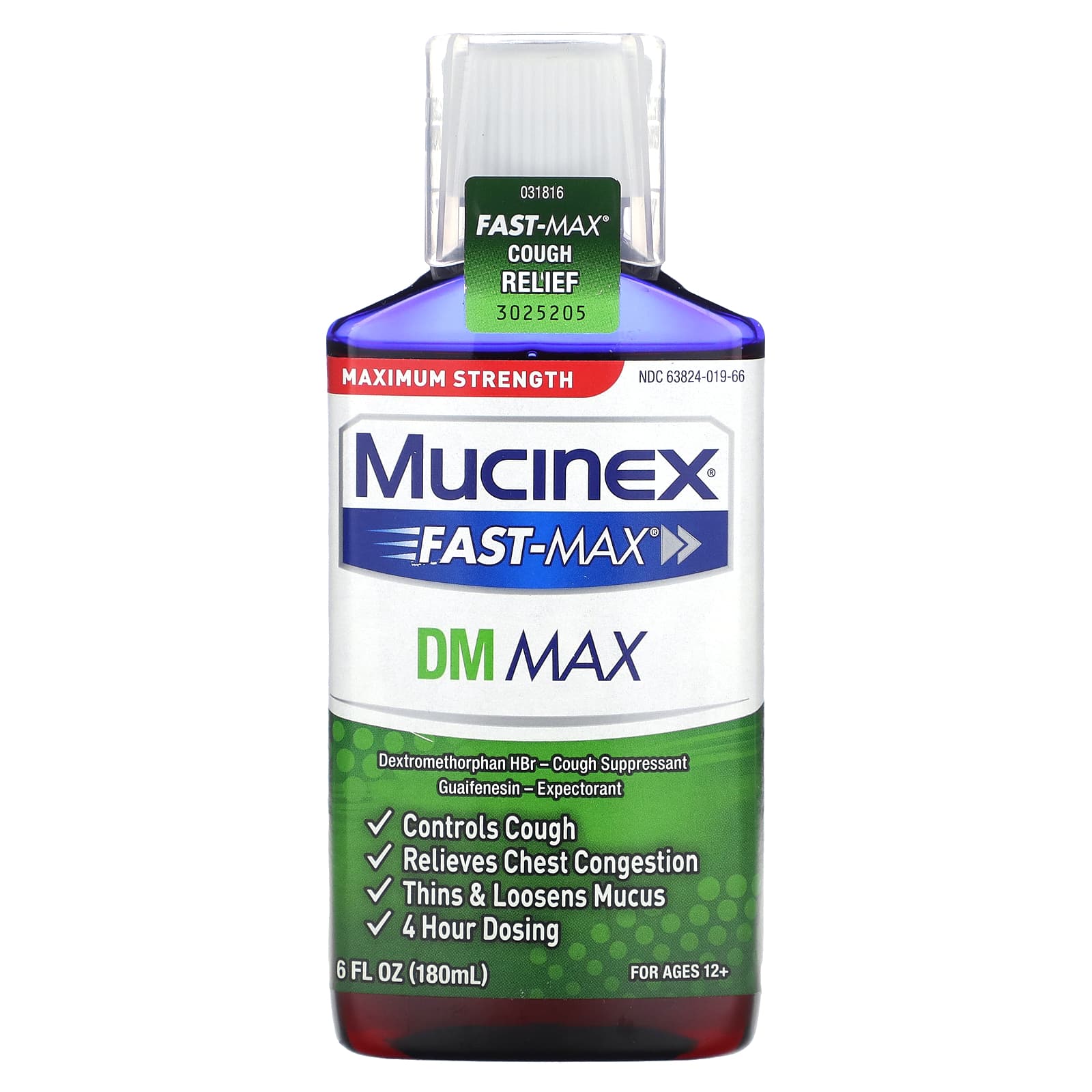 Mucinex-Fast-Max DM Max-Maximum Strength-For Ages 12+-6 fl oz (180 ml)