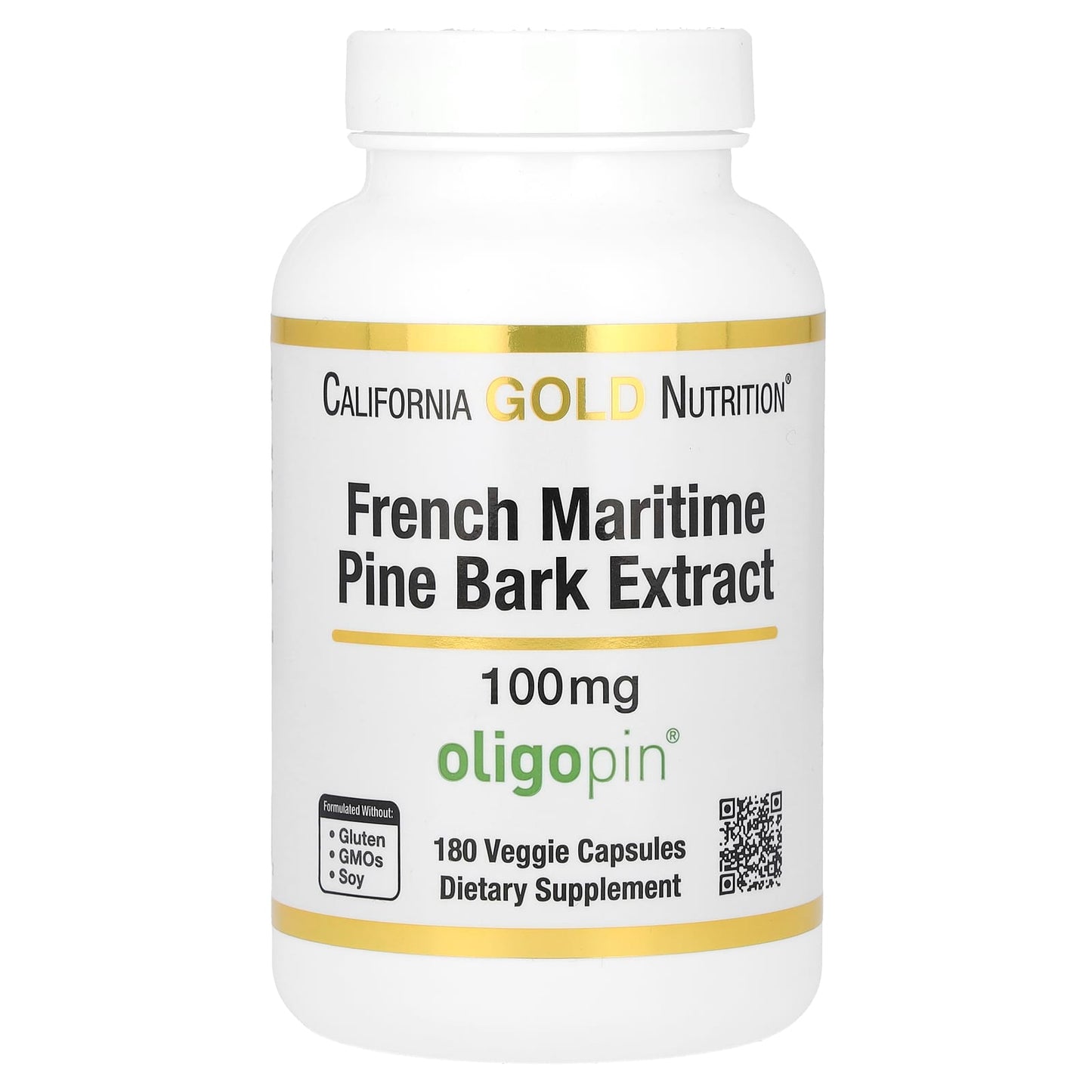 California Gold Nutrition-French Maritime Pine Bark Extract-Oligopin-100 mg-180 Veggie Capsules