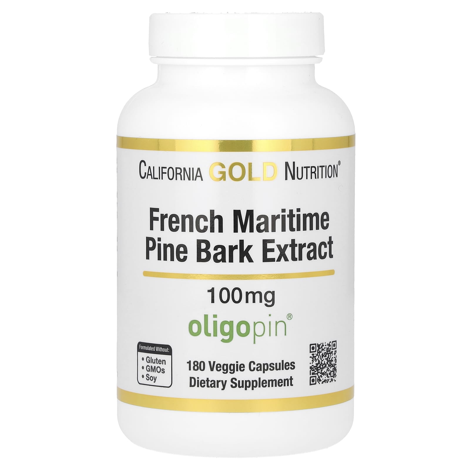 California Gold Nutrition-French Maritime Pine Bark Extract-Oligopin-100 mg-180 Veggie Capsules