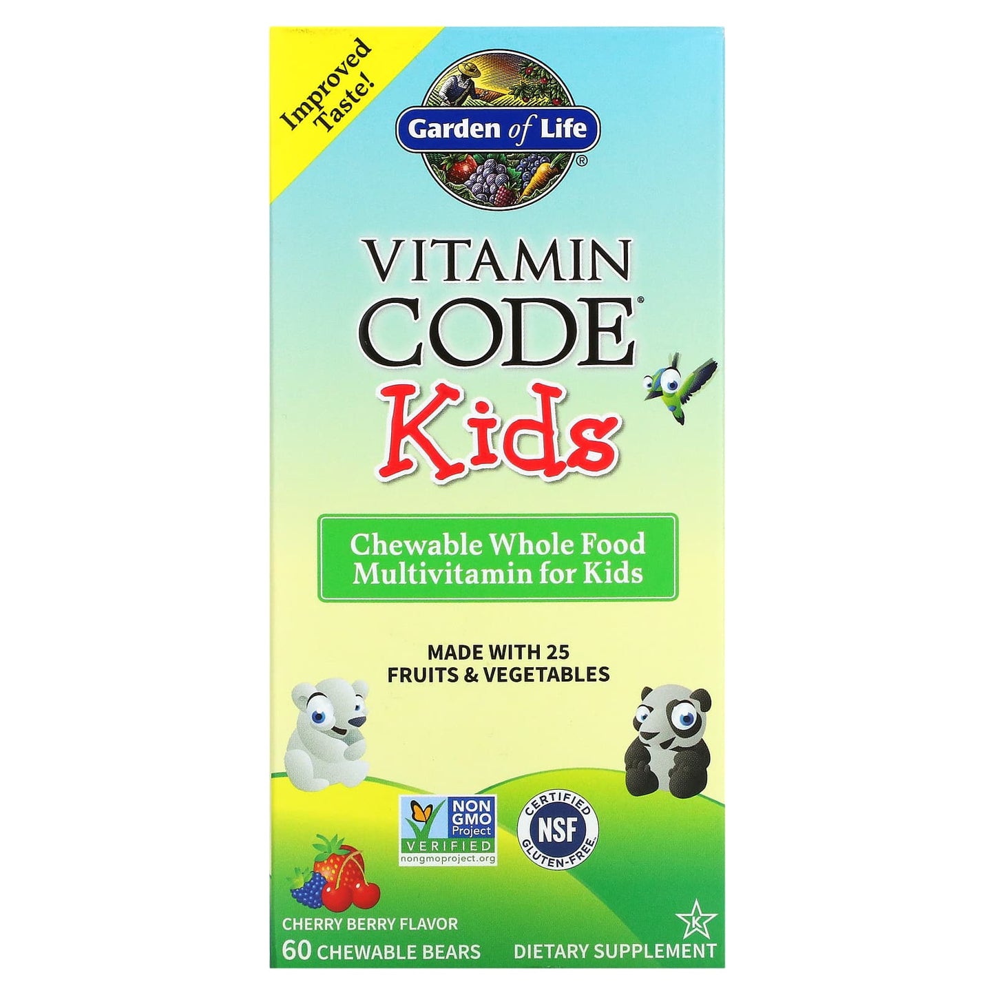 Garden of Life-Vitamin Code Kids-Chewable Whole Food Multivitamin-Cherry Berry-60 Chewable Bears