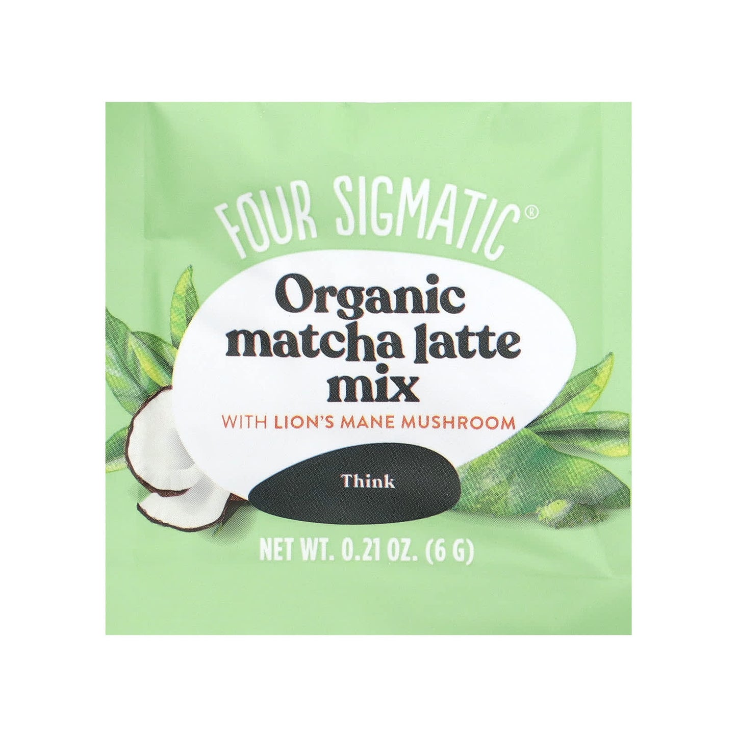 Four Sigmatic, Think, Organic Matcha Latte Mix with Lion's Mane Mushrooms, 10 Packets, 0.21 oz (6 g) Each