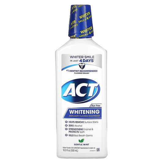 Act-Whitening Anticavity Fluoride Mouthwash-Alcohol Free-Gentle Mint-16.9 fl oz (500 ml)