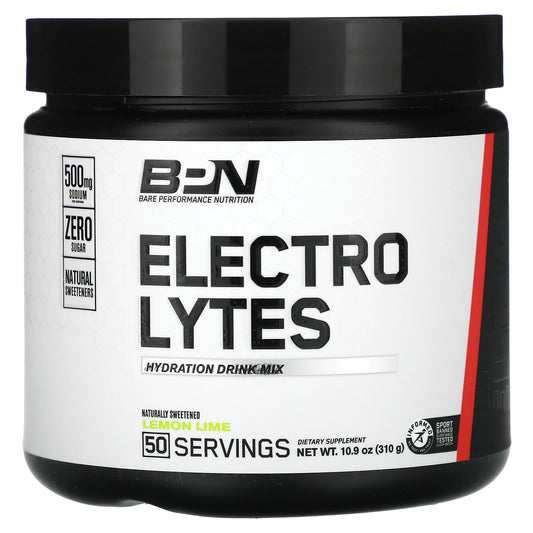 Bare Performance Nutrition-Electrolytes-Hydration Drink Mix-Lemon Lime-10.9 oz (310 g)