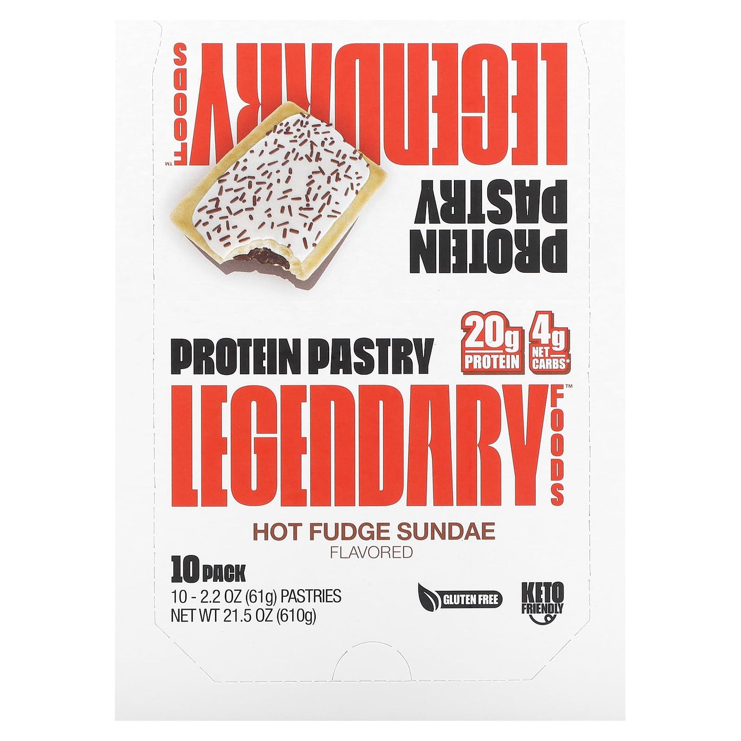 Legendary Foods-Protein Pastry-Hot Fudge Sundae-10 Pack-2.2 oz (61 g) Each