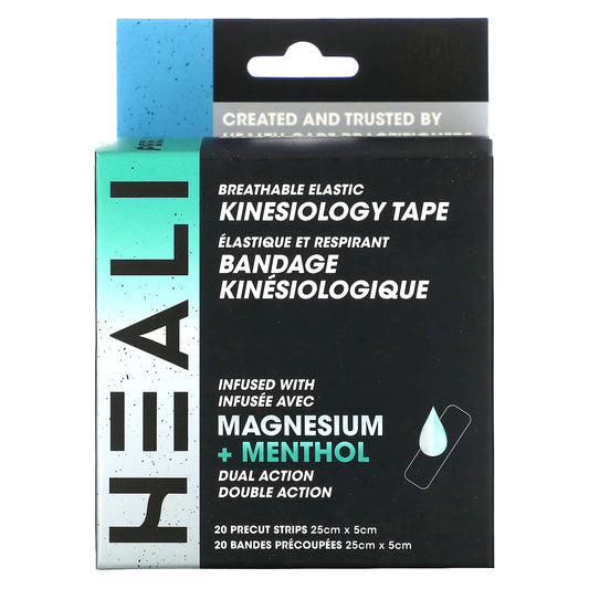 Heali Medical Corp-Breathable Elastic Kinesiology Tape-Black-20 Precut Strips