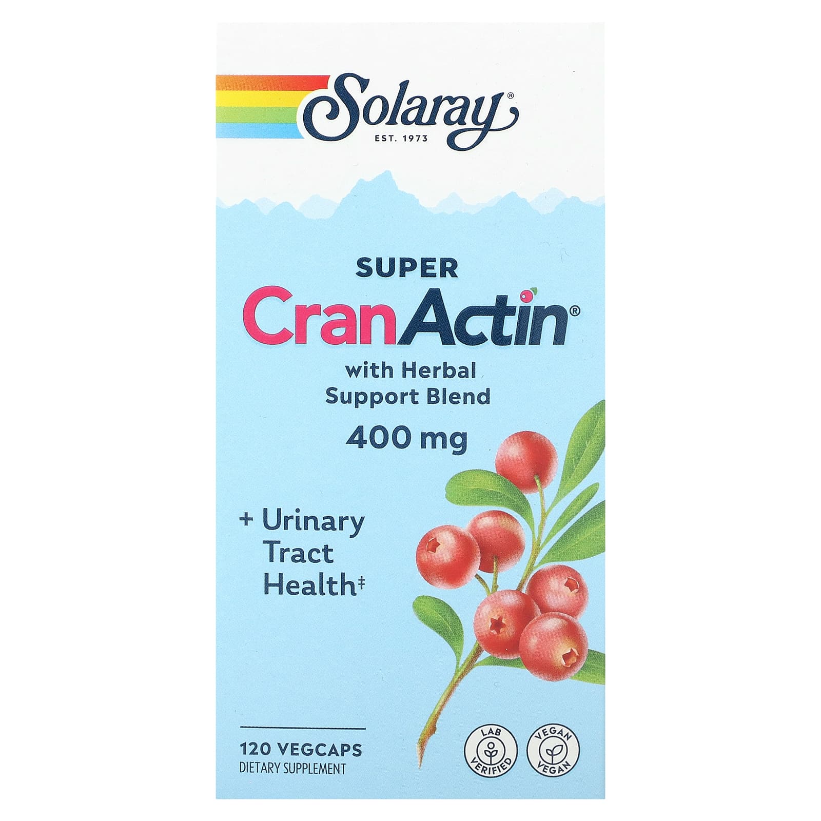 Solaray-Super CranActin with Herbal Support Blend-400 mg-120 Vegcaps