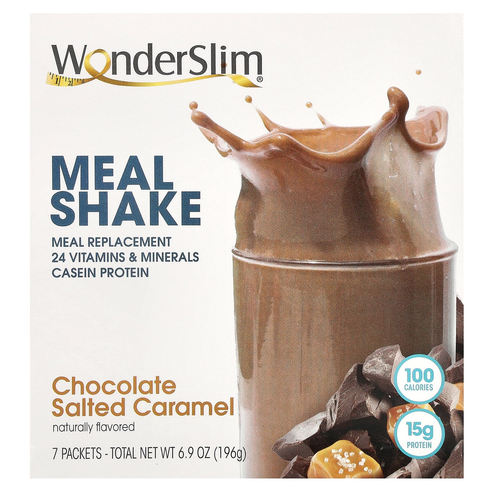 WonderSlim-Meal Shake-Chocolate Salted Caramel-7 Packets-28 g Each