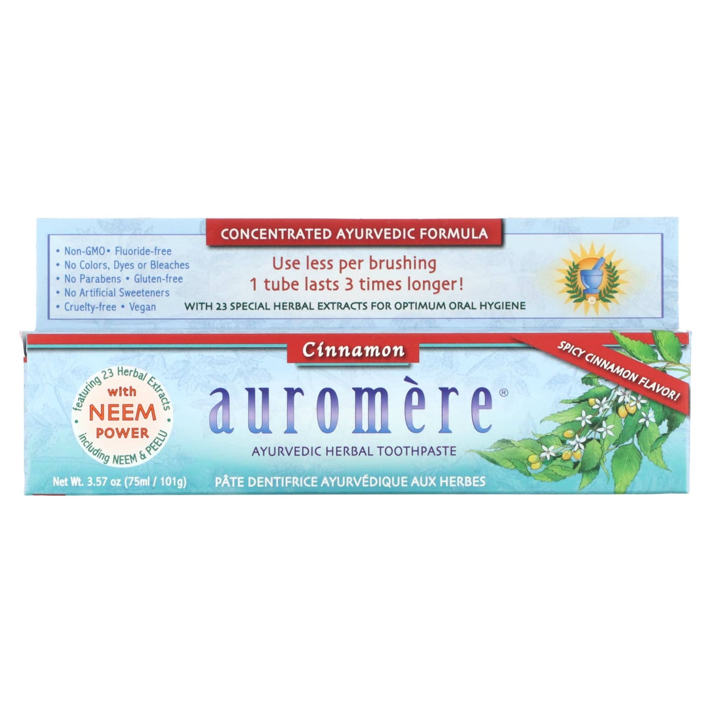 Auromere, Ayurvedic Herbal Toothpaste, Spicy Cinnamon, 3.57 oz (101 g)