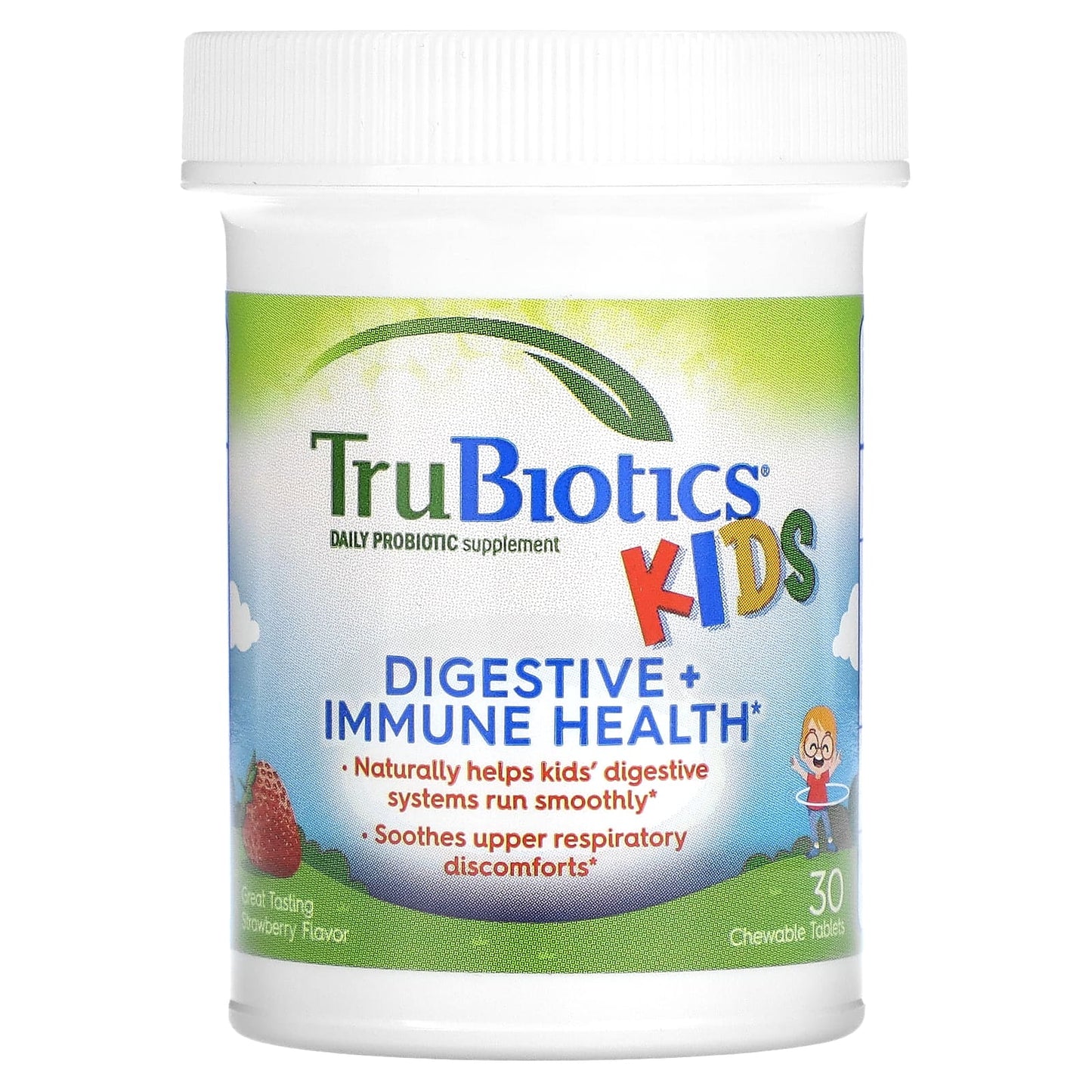 TruBiotics, Kids, Digestive + Immune Health Chewables, Strawberry, 30 Chewable Tablets