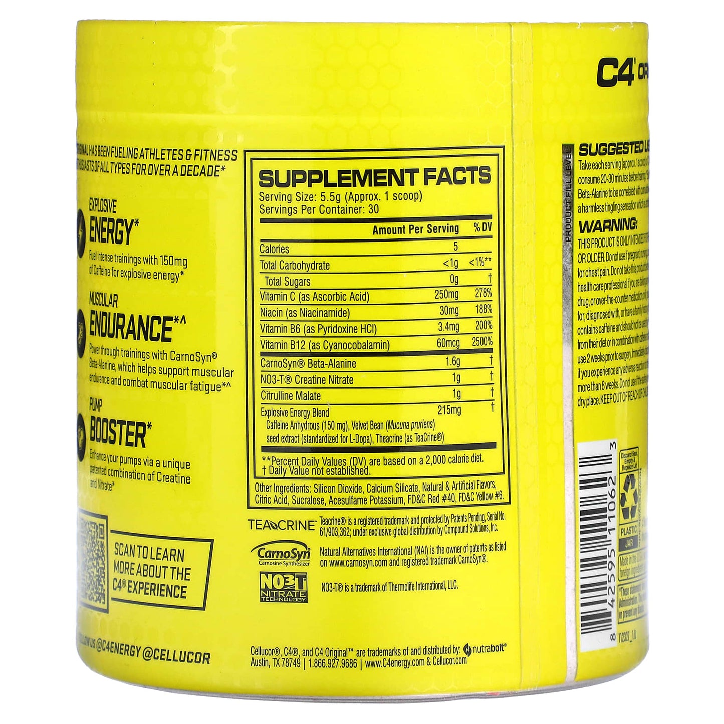 Cellucor, C4 Original, Pre-Workout, Strawberry Watermelon Ice, 5.8 oz (165 g)