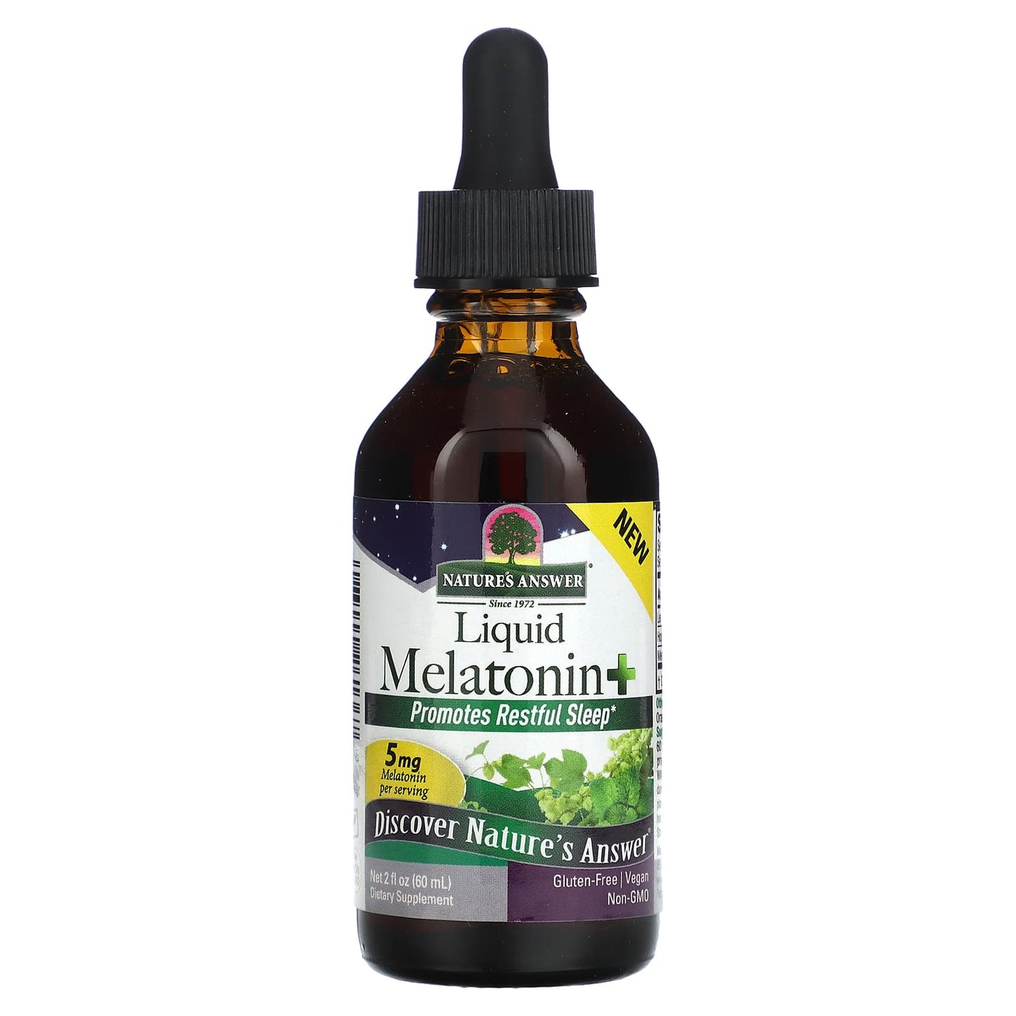 Nature's Answer, Liquid Melatonin+, Natural Vanilla and Orange Cream, 5 mg, 2 fl oz (60 ml)