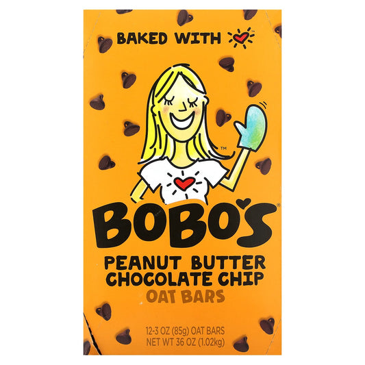 Bobo's Oat Bars-Peanut Butter Chocolate Chip-12 Bars-3 oz (85 g) Each