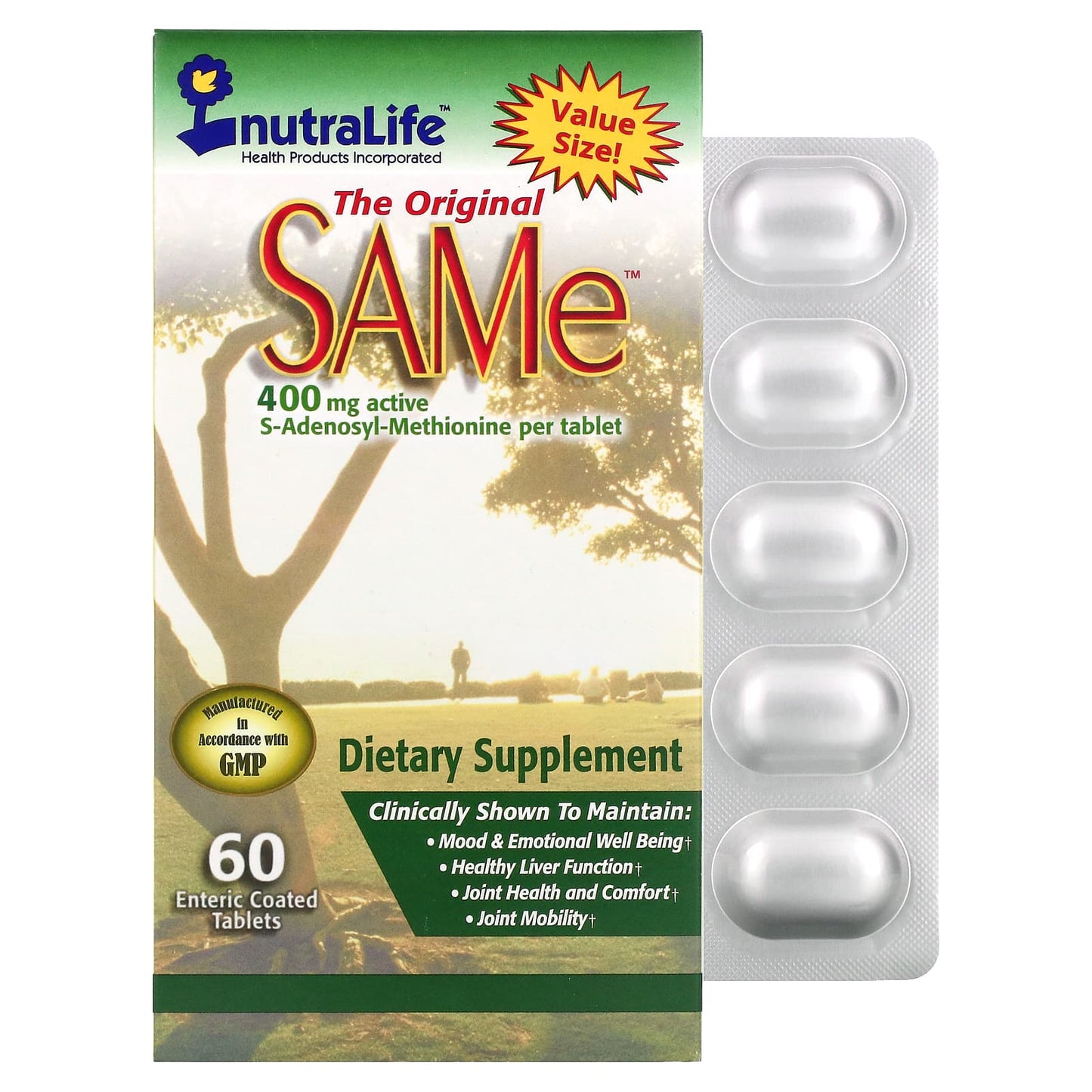 NutraLife-SAMe (Disulfate Tosylate)-400 mg-60 Enteric Coated Caplets