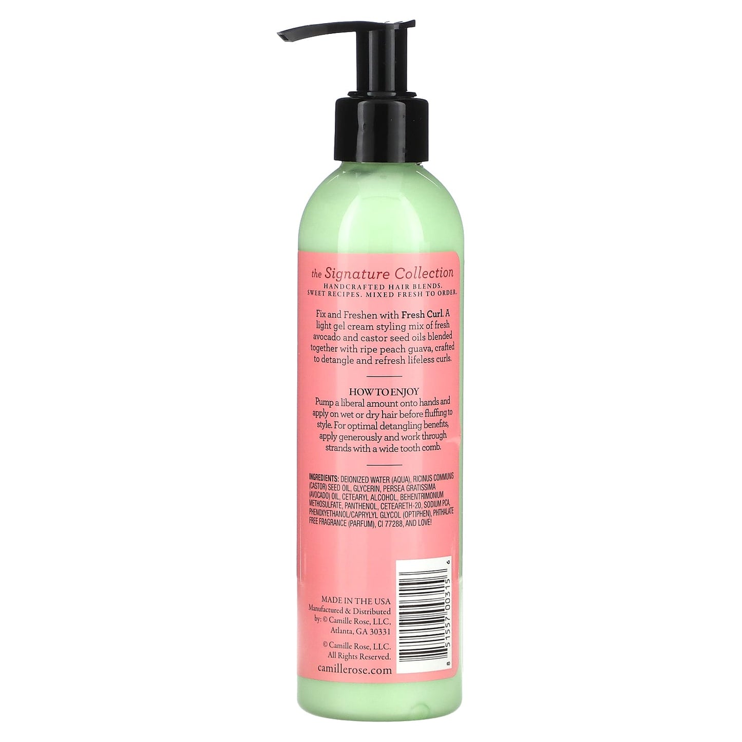 Camille Rose, Fresh Curl Revitalizing Hair Smoother, Avocado & Castor Oil, 8 oz (240 ml)