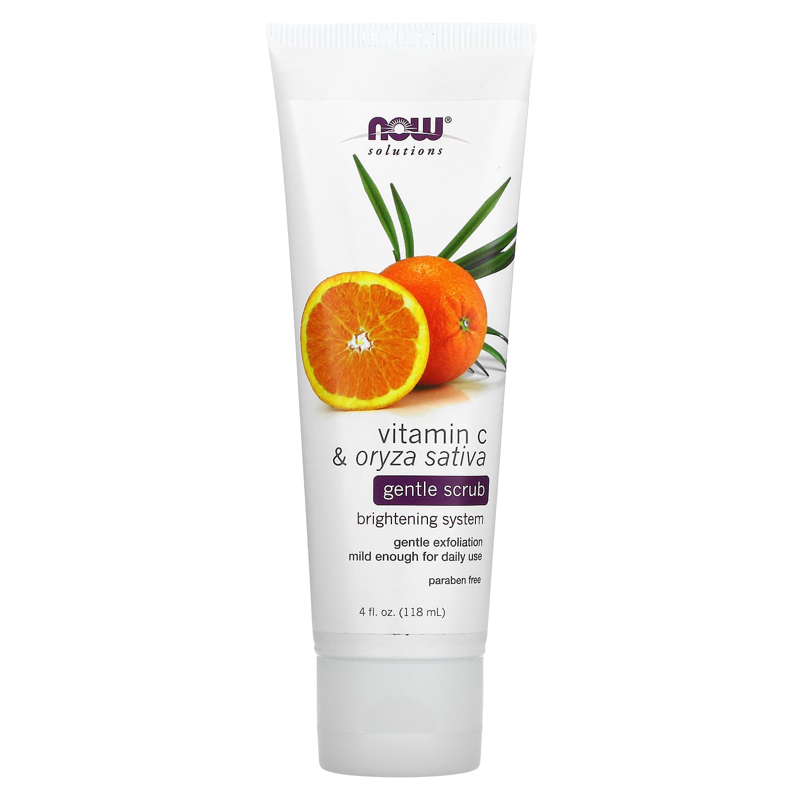 NOW Foods-Solutions-Gentle Scrub-Vitamin C & Oryza Sativa-4 fl oz (118 ml)