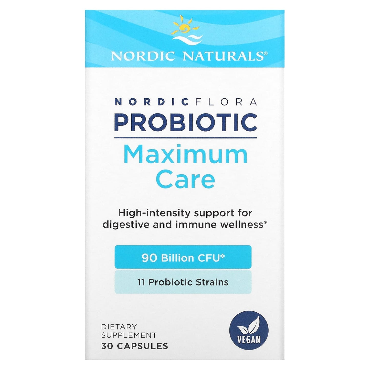 Nordic Naturals-Nordic Flora Probiotic-Maximum Care-90 Billion CFU-30 Capsules