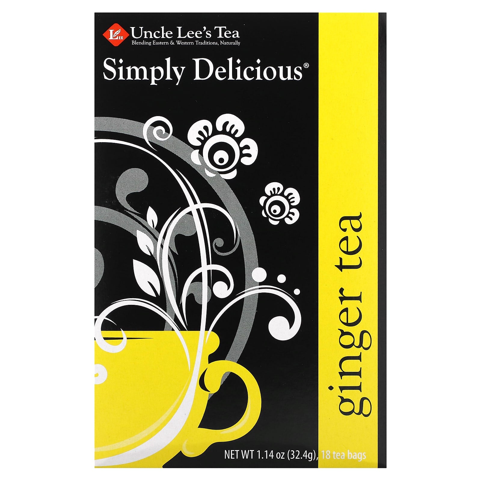 Uncle Lee's Tea-Simply Delicious-Ginger Tea -18 Tea Bags-1.14 oz (32.4 g)