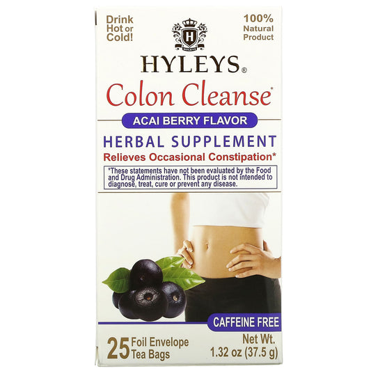 Hyleys Tea-Colon Cleanse-Acai Berry-Caffeine Free-25 Foil Envelop Tea Bags-0.05 oz (1.5 g) Each