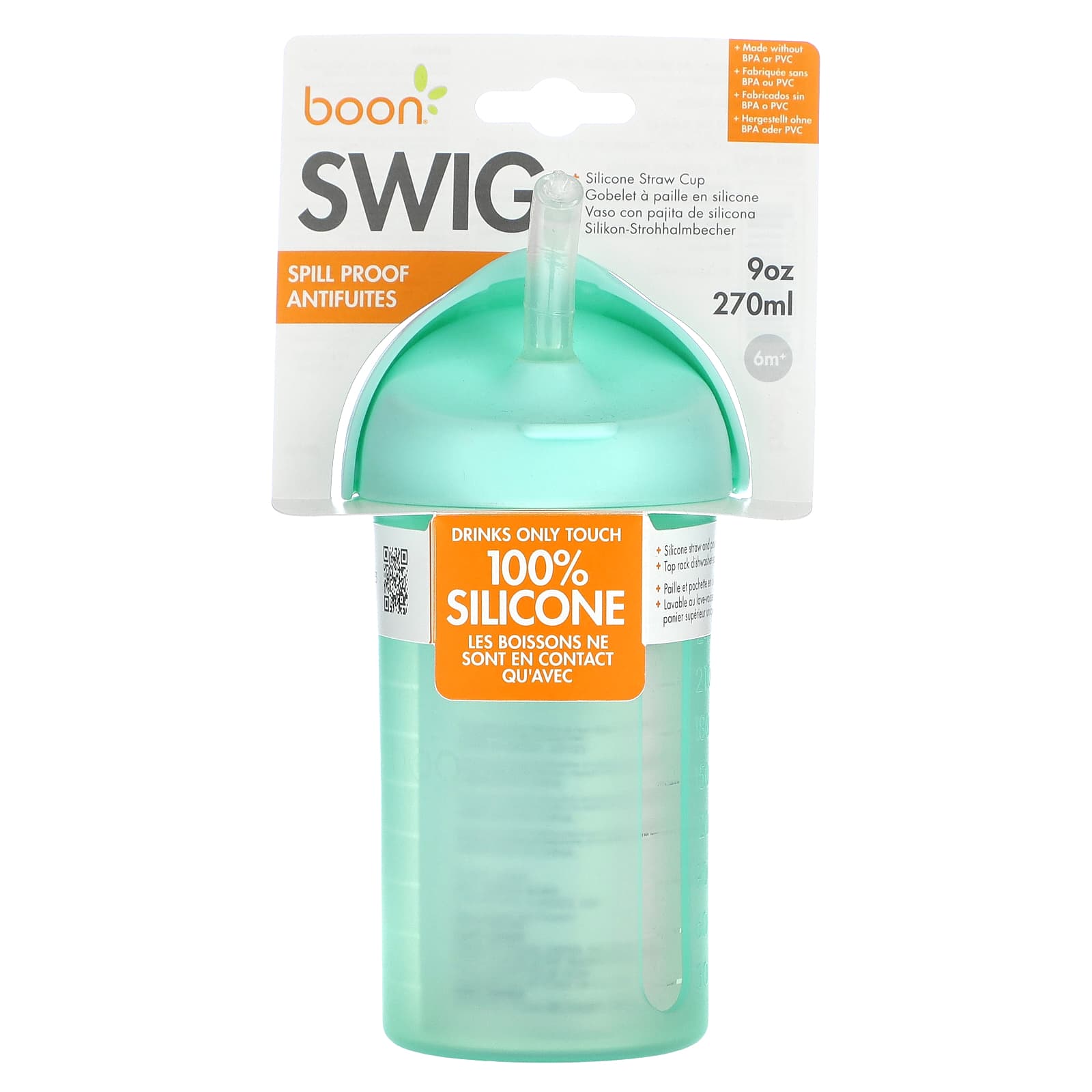 Boon-Swig-Silicone Straw Cup-6 Months+-Mint -9 oz (270 ml)