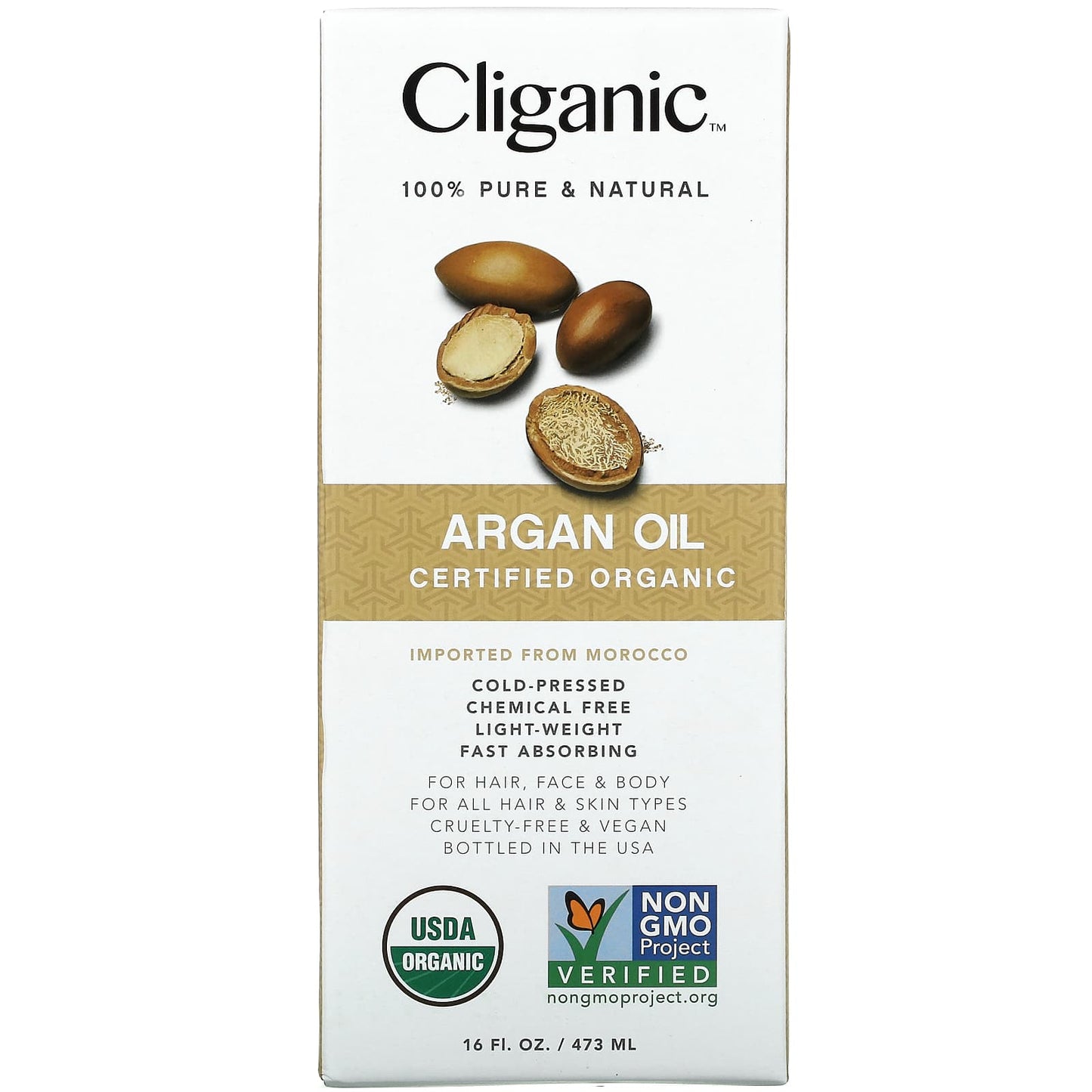 Cliganic, 100% Pure & Natural, Argan Oil, 16 fl oz (473 ml)