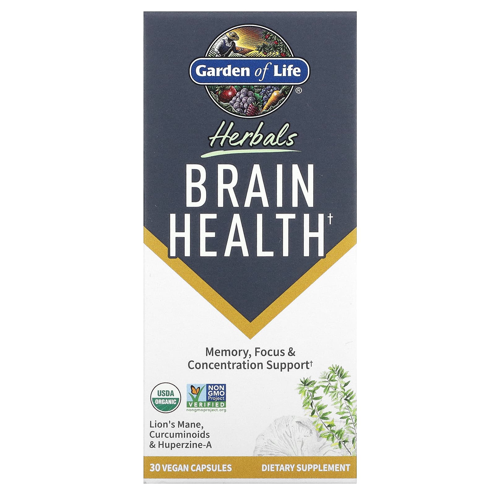 Garden of Life-Herbals-Brain Health-Mint-30 Vegan Capsules